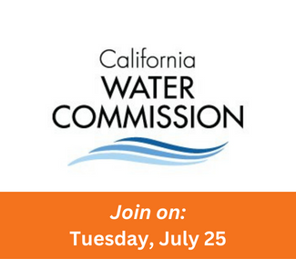 CA Water Commission event logo and date